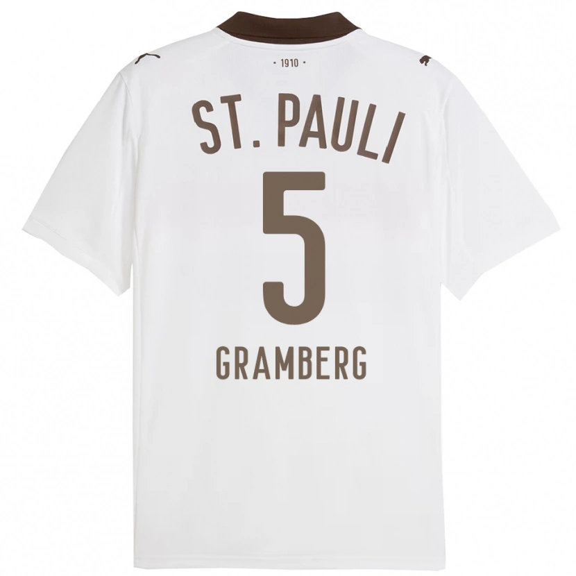 Danxen Heren Jamel Gramberg #5 Wit Rood Uitshirt Uittenue 2025/26 T-Shirt
