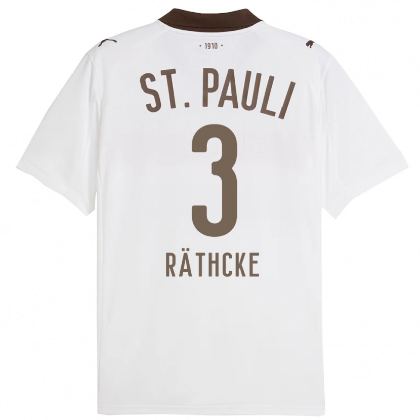 Danxen Heren Ole Räthcke #3 Wit Rood Uitshirt Uittenue 2025/26 T-Shirt