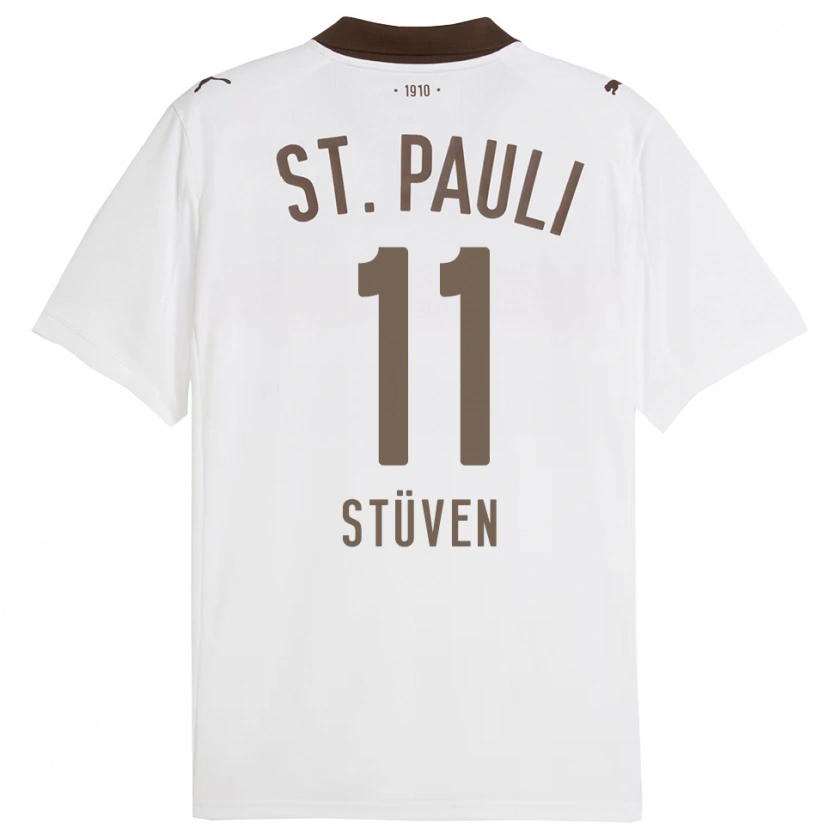 Danxen Heren Max Stüven #11 Wit Rood Uitshirt Uittenue 2025/26 T-Shirt