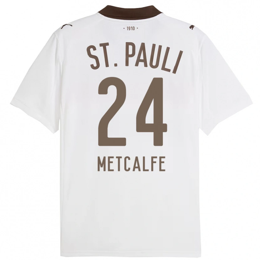 Danxen Heren Connor Metcalfe #24 Wit Rood Uitshirt Uittenue 2025/26 T-Shirt