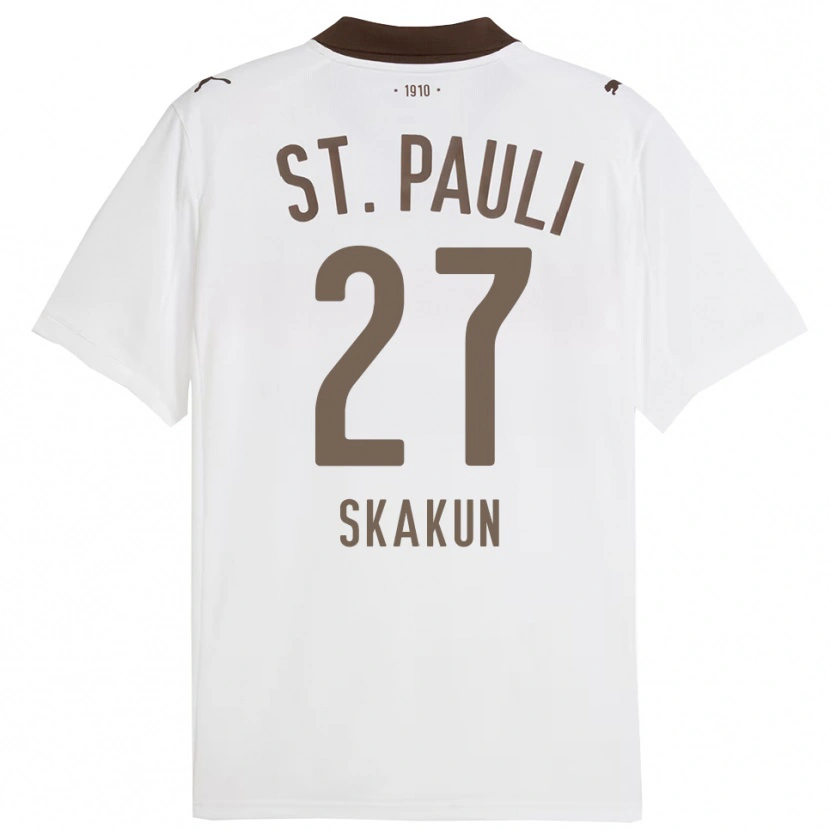Danxen Heren Oleg Skakun #27 Wit Rood Uitshirt Uittenue 2025/26 T-Shirt