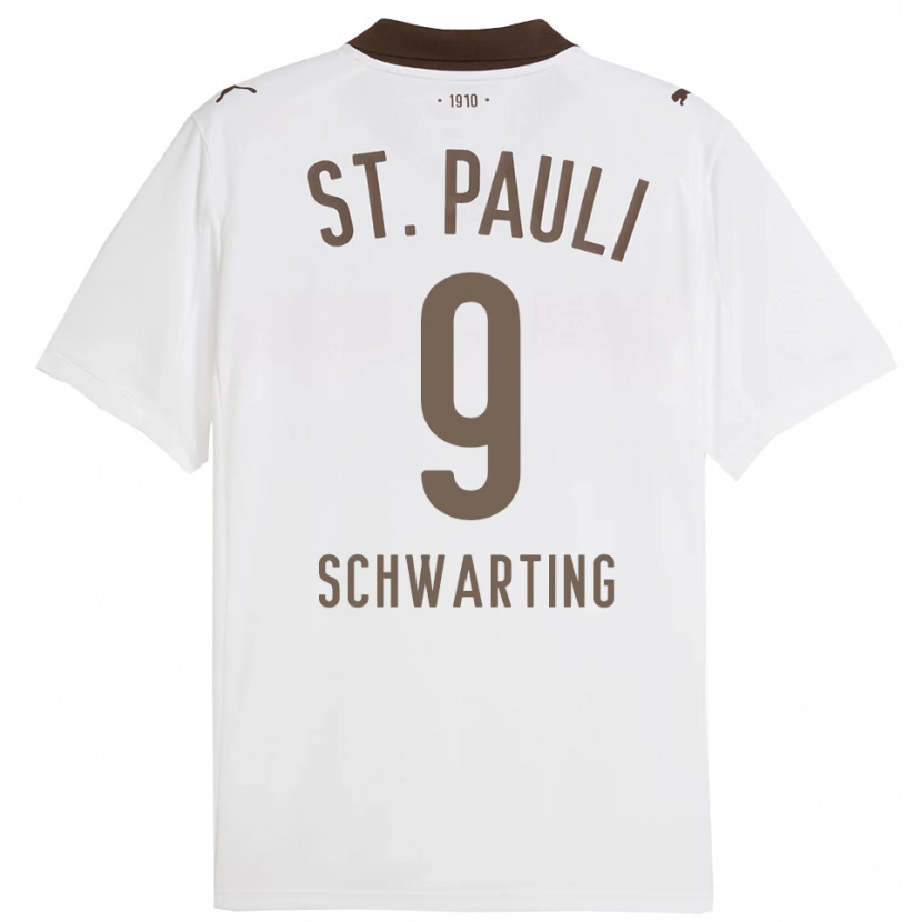 Danxen Heren Dominik Schwarting #9 Wit Rood Uitshirt Uittenue 2025/26 T-Shirt
