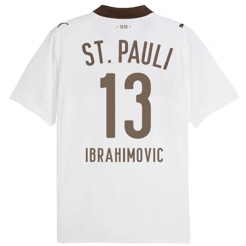 Danxen Heren Ajdin Ibrahimovic #13 Wit Rood Uitshirt Uittenue 2025/26 T-Shirt