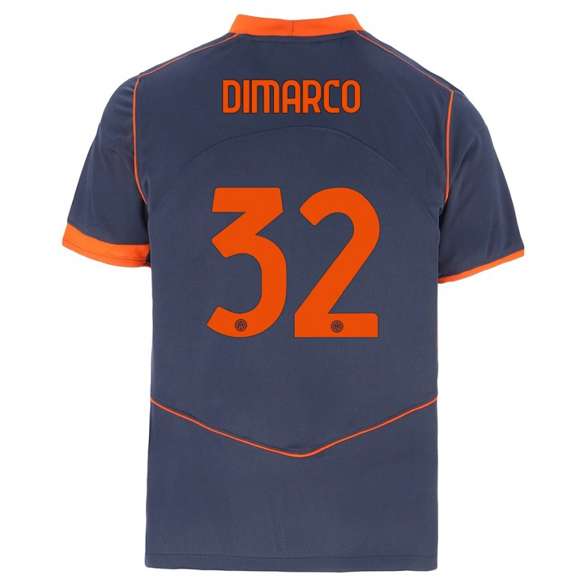 Danxen Heren Federico Dimarco #32 Grijs Oranje Thuisshirt Derde Tenue 2025/26 T-Shirt