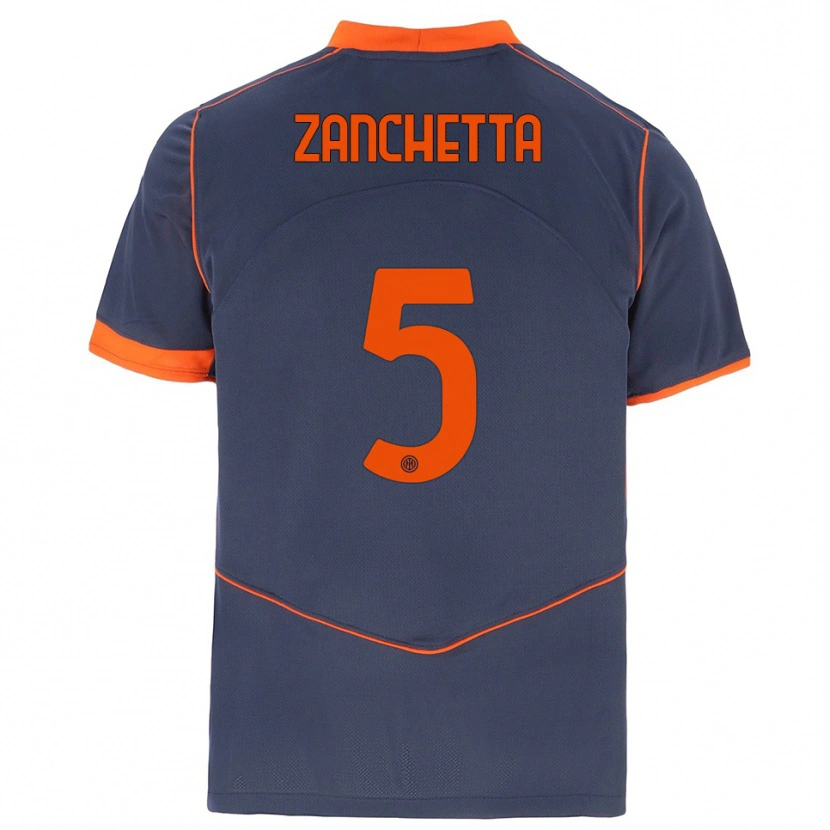 Danxen Heren Mattia Zanchetta #5 Grijs Oranje Thuisshirt Derde Tenue 2025/26 T-Shirt