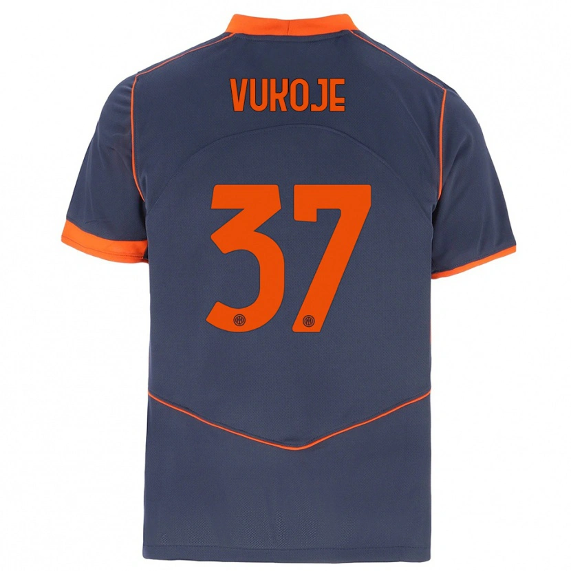 Danxen Heren Andrija Vukoje #37 Grijs Oranje Thuisshirt Derde Tenue 2025/26 T-Shirt