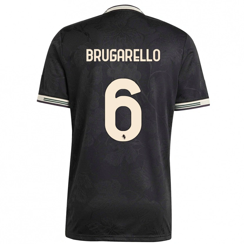 Danxen Heren Mattia Brugarello #6 Zwart Wit Groen Thuisshirt Derde Tenue 2025/26 T-Shirt