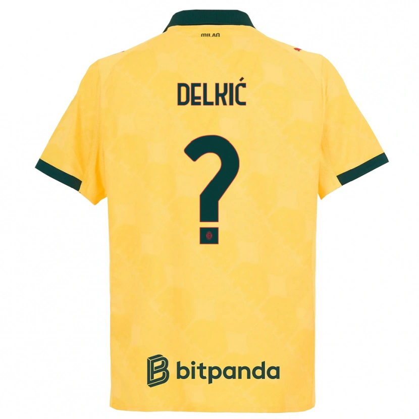 Danxen Heren Dino Delkić #0 Geel Zwart Thuisshirt Derde Tenue 2025/26 T-Shirt