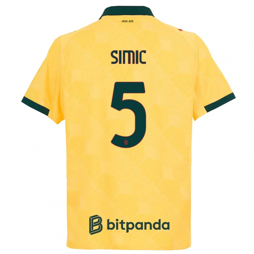 Danxen Heren Jan-Carlo Simic #5 Geel Zwart Thuisshirt Derde Tenue 2025/26 T-Shirt