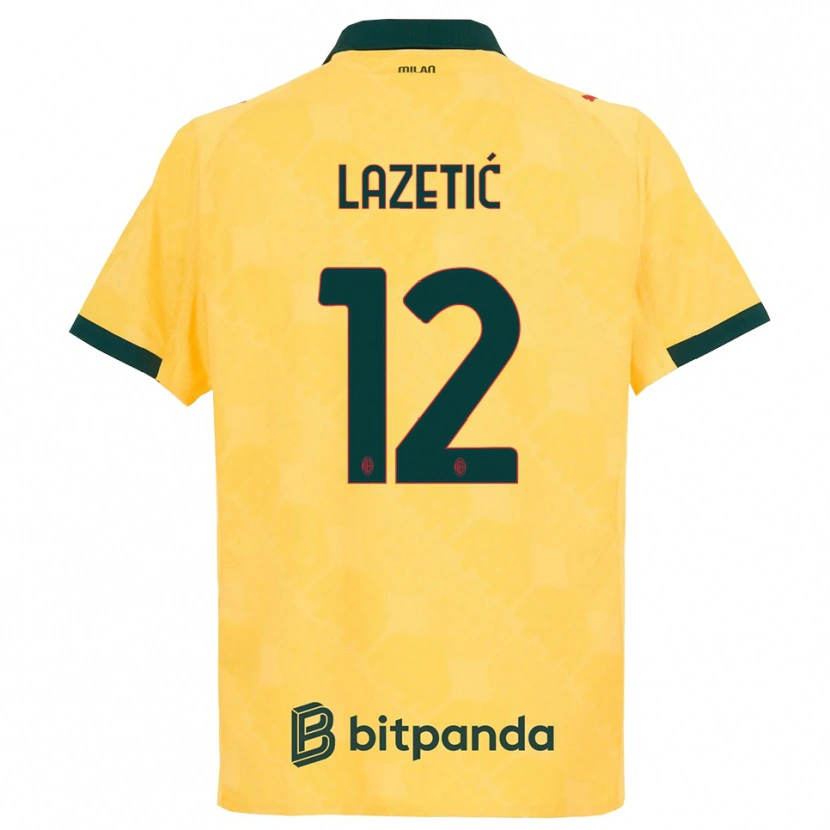 Danxen Heren Marko Lazetić #12 Geel Zwart Thuisshirt Derde Tenue 2025/26 T-Shirt