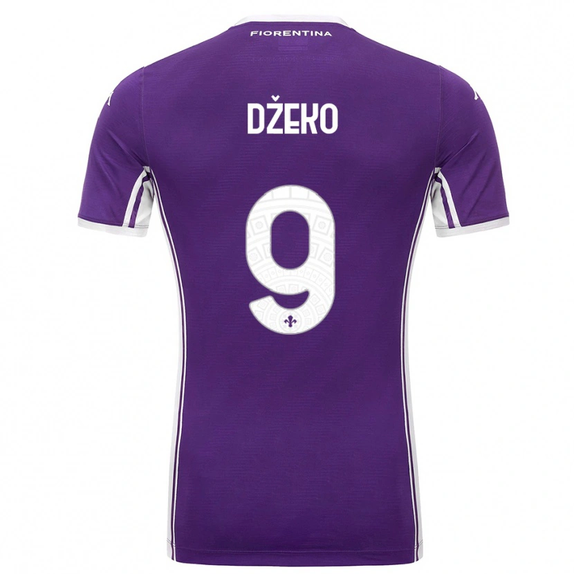 Danxen Dames Edin Džeko #9 Paars Wit Thuisshirt Thuistenue 2025/26 T-Shirt
