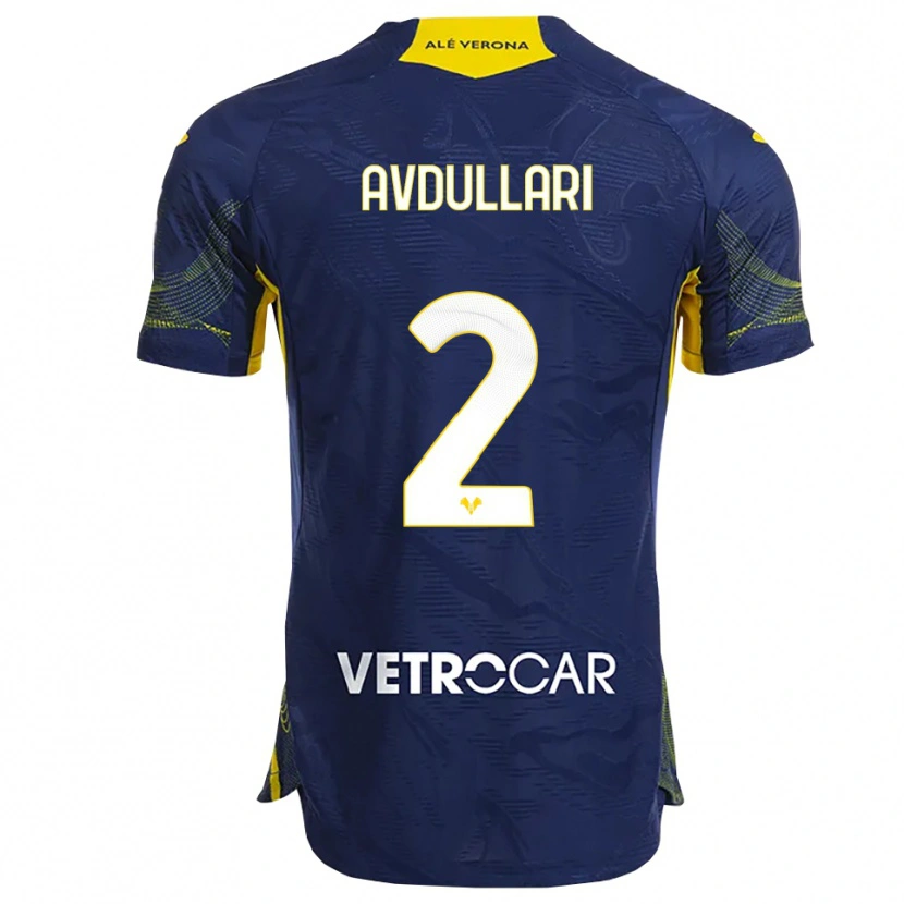 Danxen Dames Davide Avdullari #2 Marineblauw Geel Thuisshirt Thuistenue 2025/26 T-Shirt