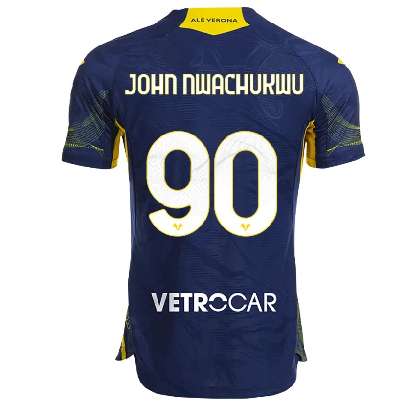 Danxen Dames Samuel John Nwachukwu #90 Marineblauw Geel Thuisshirt Thuistenue 2025/26 T-Shirt