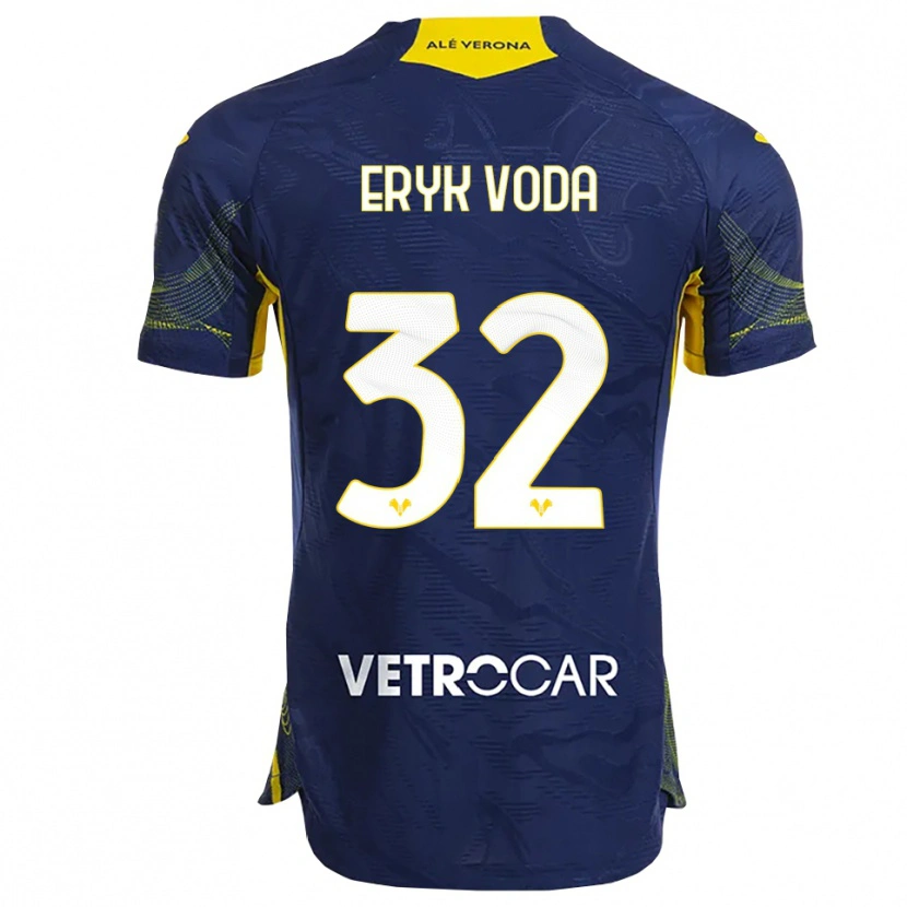 Danxen Dames Eryk Vodă #32 Marineblauw Geel Thuisshirt Thuistenue 2025/26 T-Shirt
