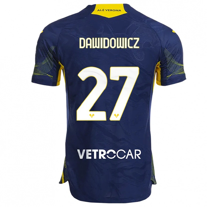 Danxen Dames Pawel Dawidowicz #27 Marineblauw Geel Thuisshirt Thuistenue 2025/26 T-Shirt