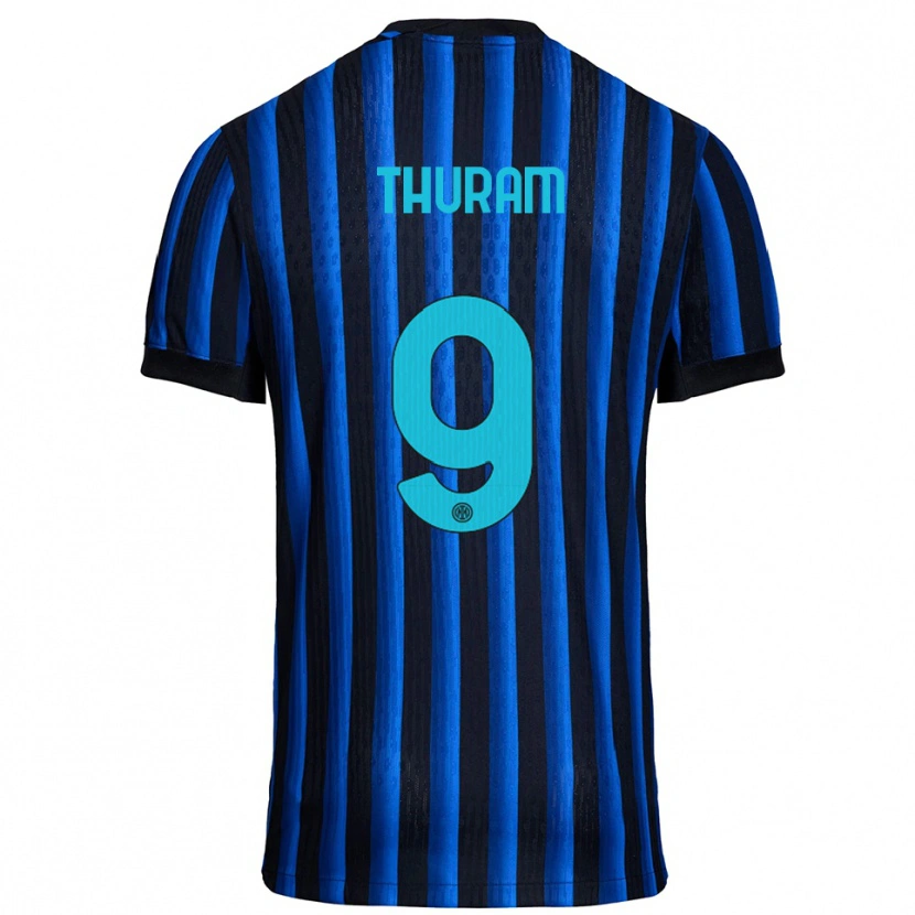 Danxen Dames Marcus Thuram #9 Zwart Blauw Thuisshirt Thuistenue 2025/26 T-Shirt