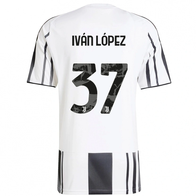 Danxen Dames Iván López #37 Wit Zwart Thuisshirt Thuistenue 2025/26 T-Shirt