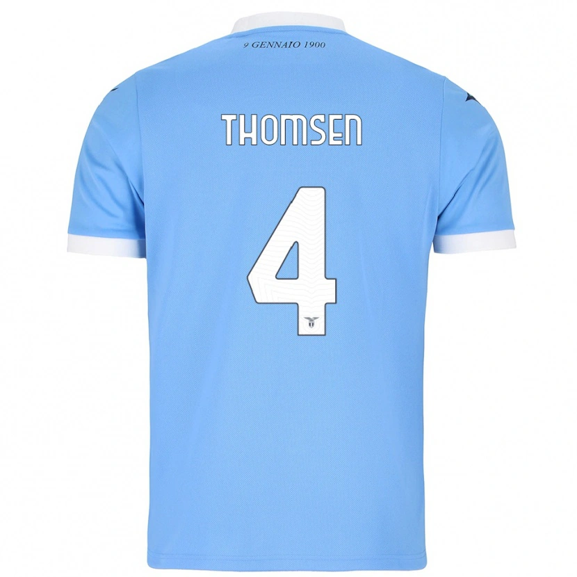 Danxen Dames Maria Møller Thomsen #4 Hemelblauw Wit Thuisshirt Thuistenue 2025/26 T-Shirt