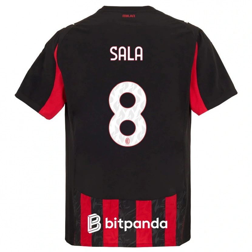 Danxen Dames Emanuele Sala #8 Rood Zwart Thuisshirt Thuistenue 2025/26 T-Shirt