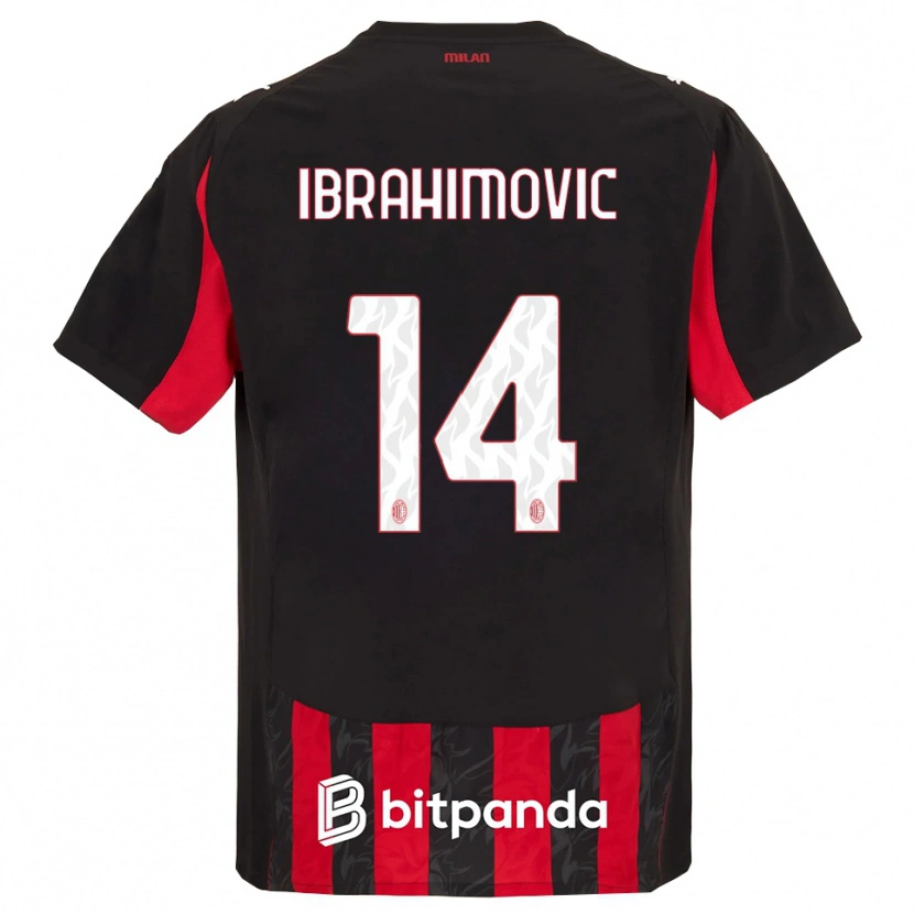 Danxen Dames Vincent Ibrahimović #14 Rood Zwart Thuisshirt Thuistenue 2025/26 T-Shirt