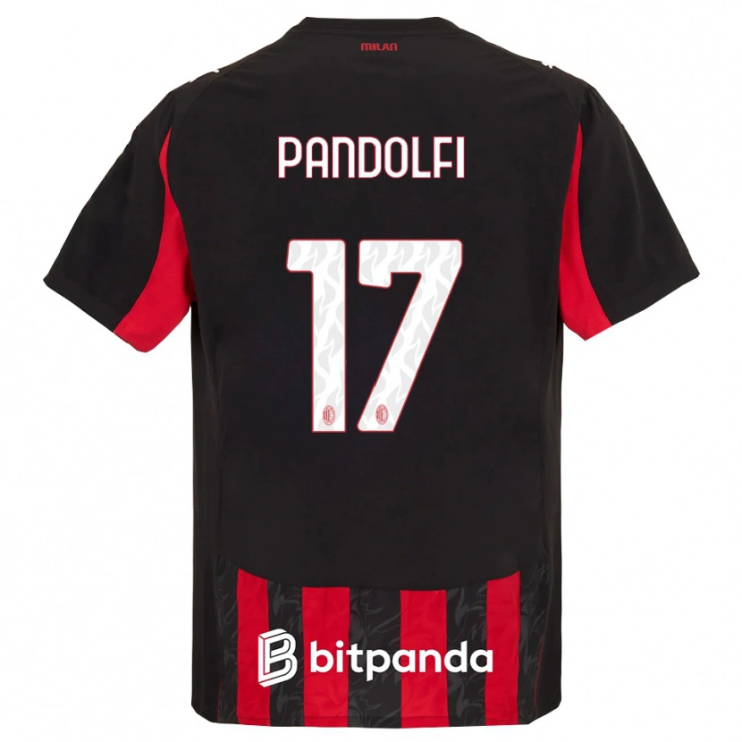 Danxen Dames Fabio Pandolfi #17 Rood Zwart Thuisshirt Thuistenue 2025/26 T-Shirt