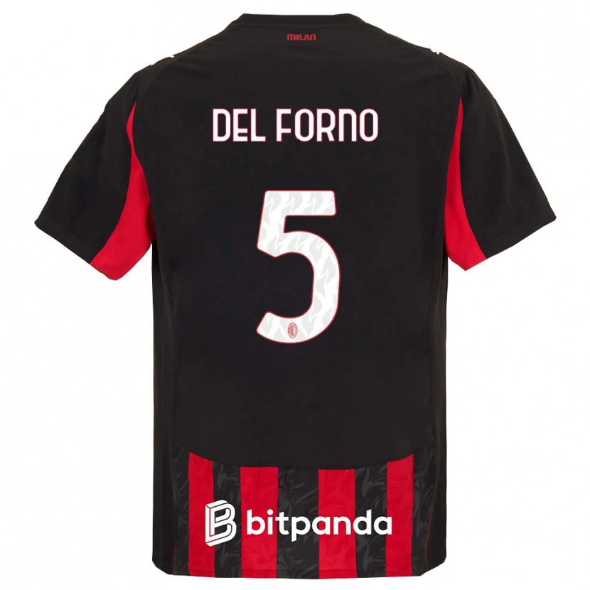 Danxen Dames Luca Del Forno #5 Rood Zwart Thuisshirt Thuistenue 2025/26 T-Shirt