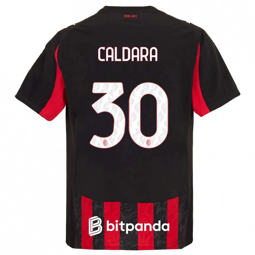 Danxen Dames Mattia Caldara #30 Rood Zwart Thuisshirt Thuistenue 2025/26 T-Shirt