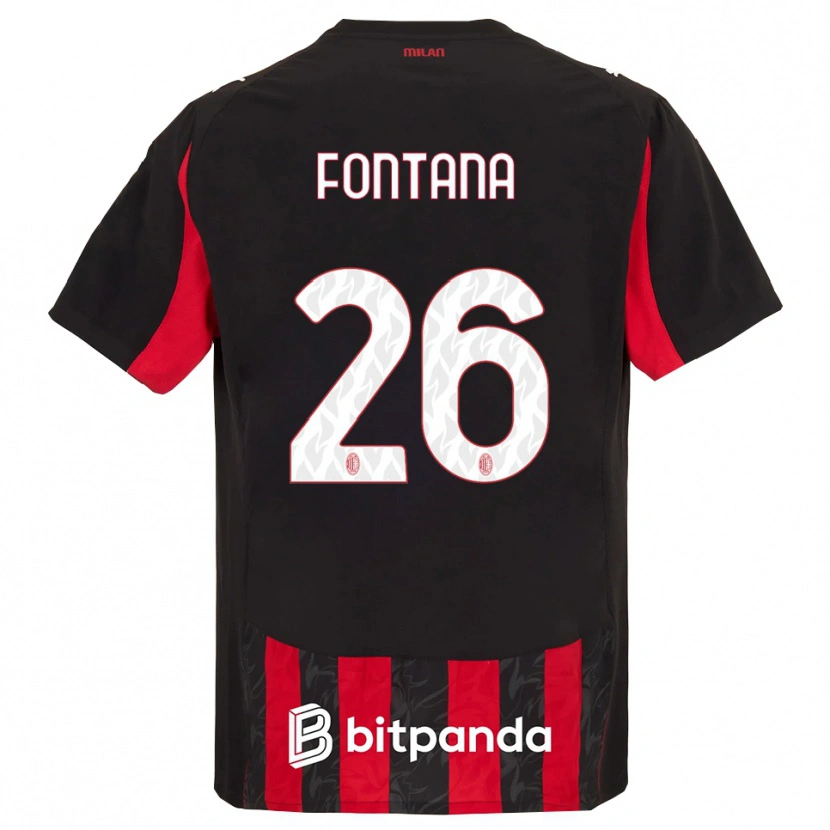 Danxen Dames Francesco Fontana #26 Rood Zwart Thuisshirt Thuistenue 2025/26 T-Shirt
