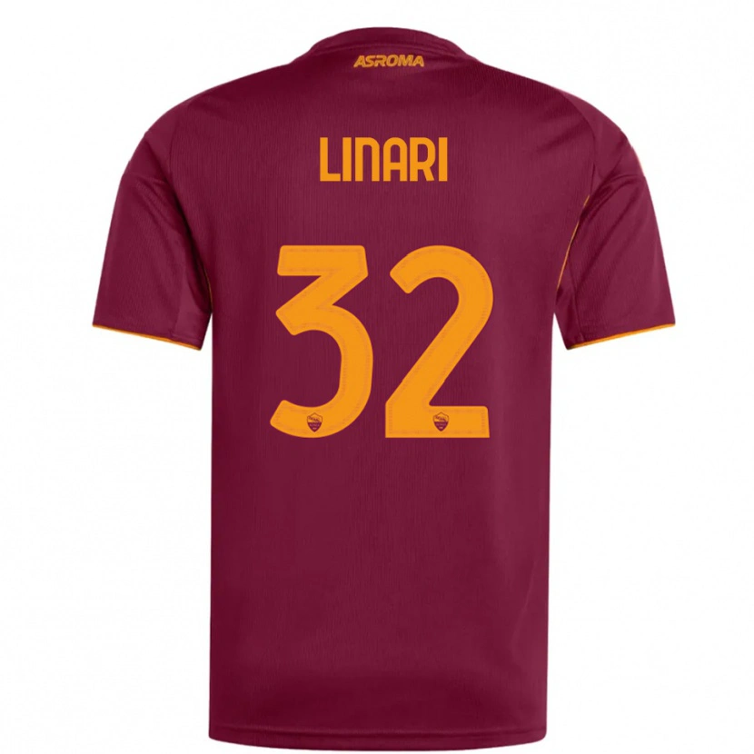Danxen Dames Elena Linari #32 Bourgondisch Oranje Thuisshirt Thuistenue 2025/26 T-Shirt