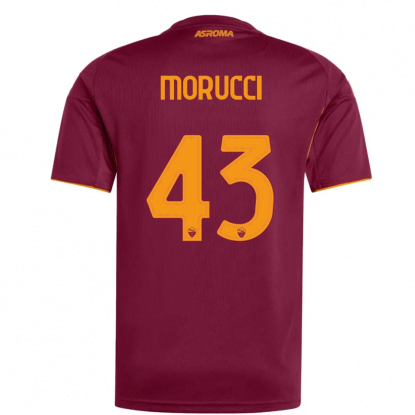 Danxen Dames Edoardo Morucci #43 Bourgondisch Oranje Thuisshirt Thuistenue 2025/26 T-Shirt