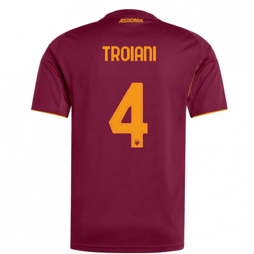 Danxen Dames Nicolò Troiani #4 Bourgondisch Oranje Thuisshirt Thuistenue 2025/26 T-Shirt