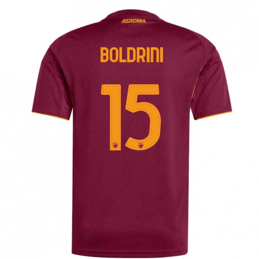 Danxen Dames Mattia Boldrini #15 Bourgondisch Oranje Thuisshirt Thuistenue 2025/26 T-Shirt