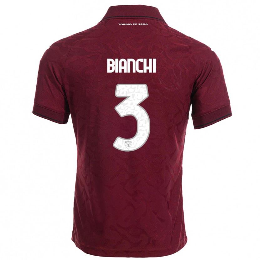 Danxen Dames Riccardo Bianchi #3 Bourgondisch Wit Thuisshirt Thuistenue 2025/26 T-Shirt
