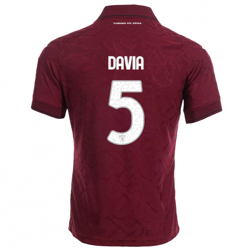Danxen Dames Emiliano Davia #5 Bourgondisch Wit Thuisshirt Thuistenue 2025/26 T-Shirt