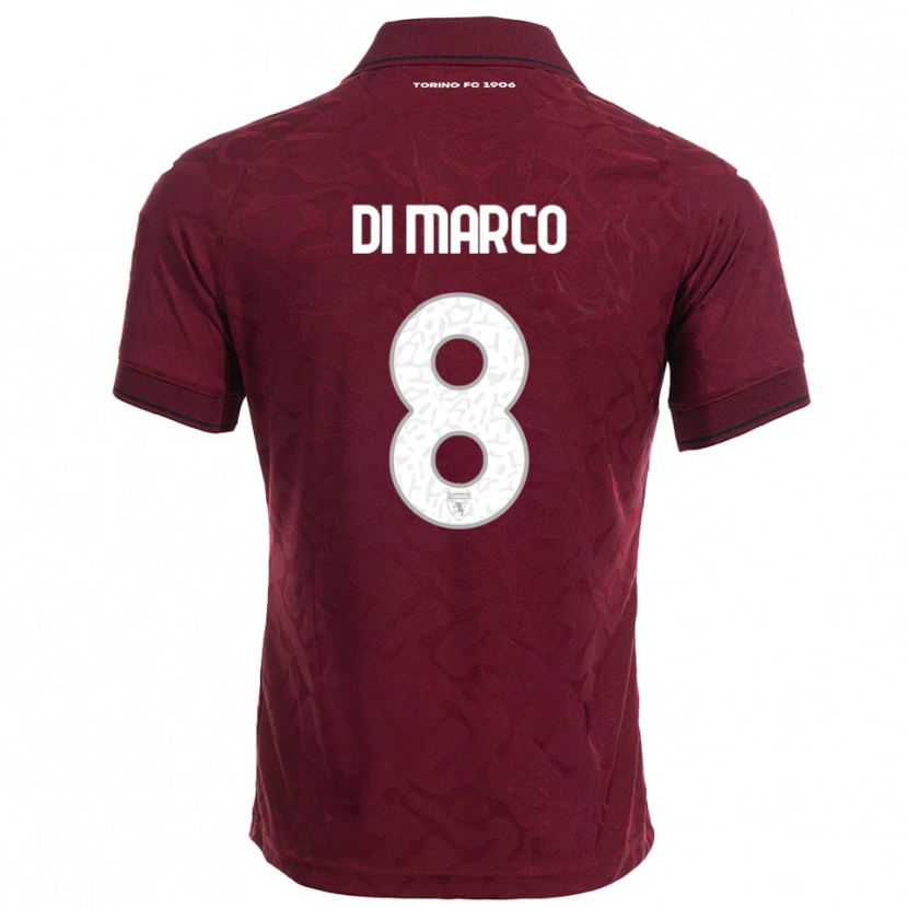 Danxen Dames Tommaso Di Marco #8 Bourgondisch Wit Thuisshirt Thuistenue 2025/26 T-Shirt