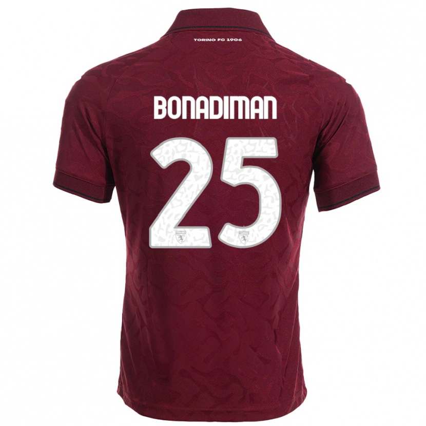 Danxen Dames Matteo Bonadiman #25 Bourgondisch Wit Thuisshirt Thuistenue 2025/26 T-Shirt