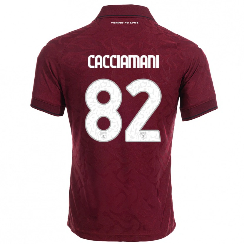 Danxen Dames Alessio Cacciamani #82 Bourgondisch Wit Thuisshirt Thuistenue 2025/26 T-Shirt