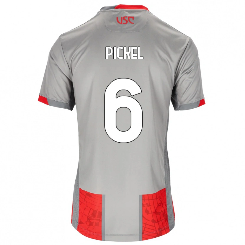 Danxen Dames Charles Pickel #6 Rood Grijs Thuisshirt Thuistenue 2025/26 T-Shirt