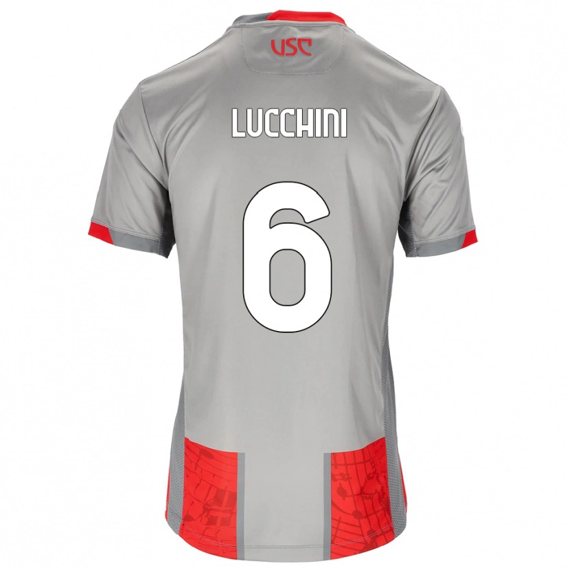 Danxen Dames Matteo Lucchini #6 Rood Grijs Thuisshirt Thuistenue 2025/26 T-Shirt