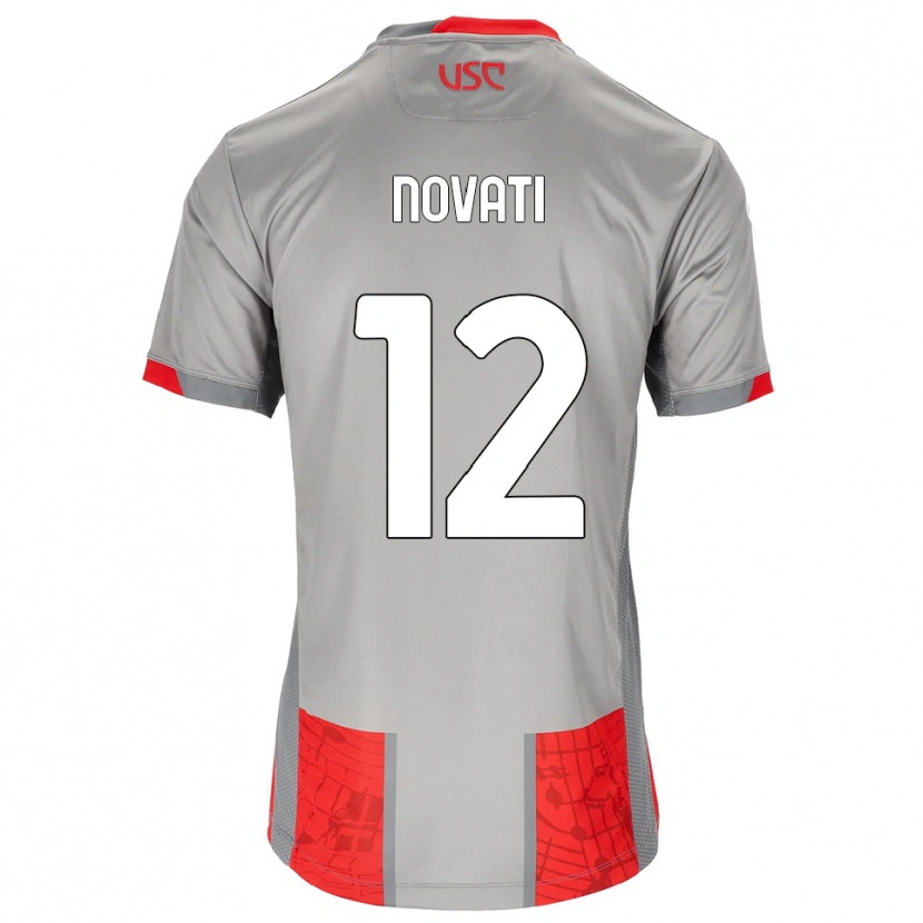 Danxen Dames Lorenzo Novati #12 Rood Grijs Thuisshirt Thuistenue 2025/26 T-Shirt