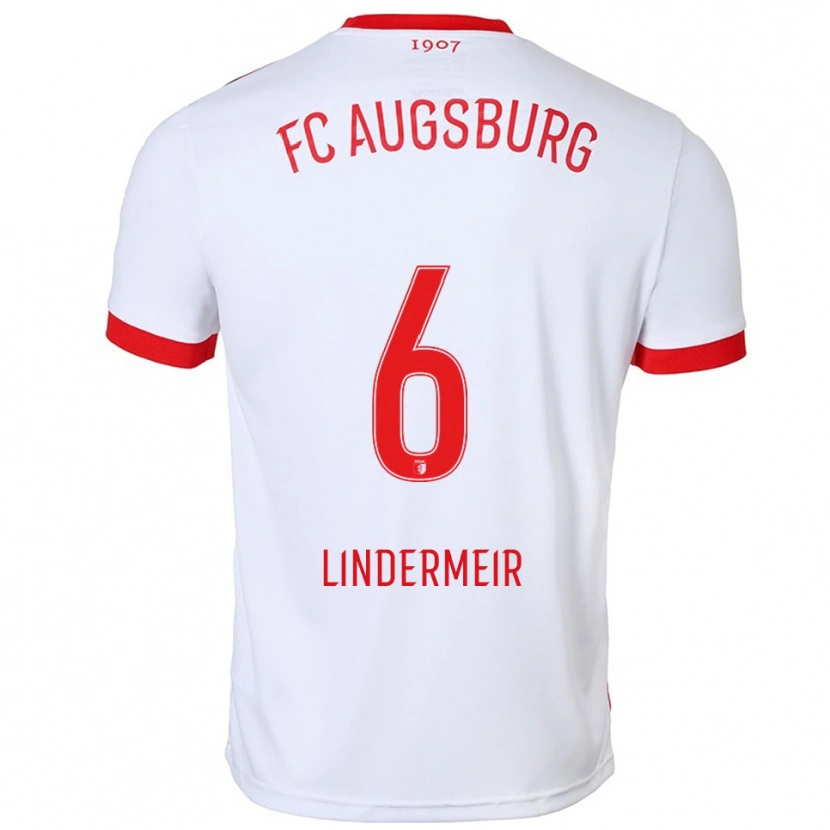 Danxen Dames Dominik Lindermeir #6 Wit Rood Thuisshirt Thuistenue 2025/26 T-Shirt