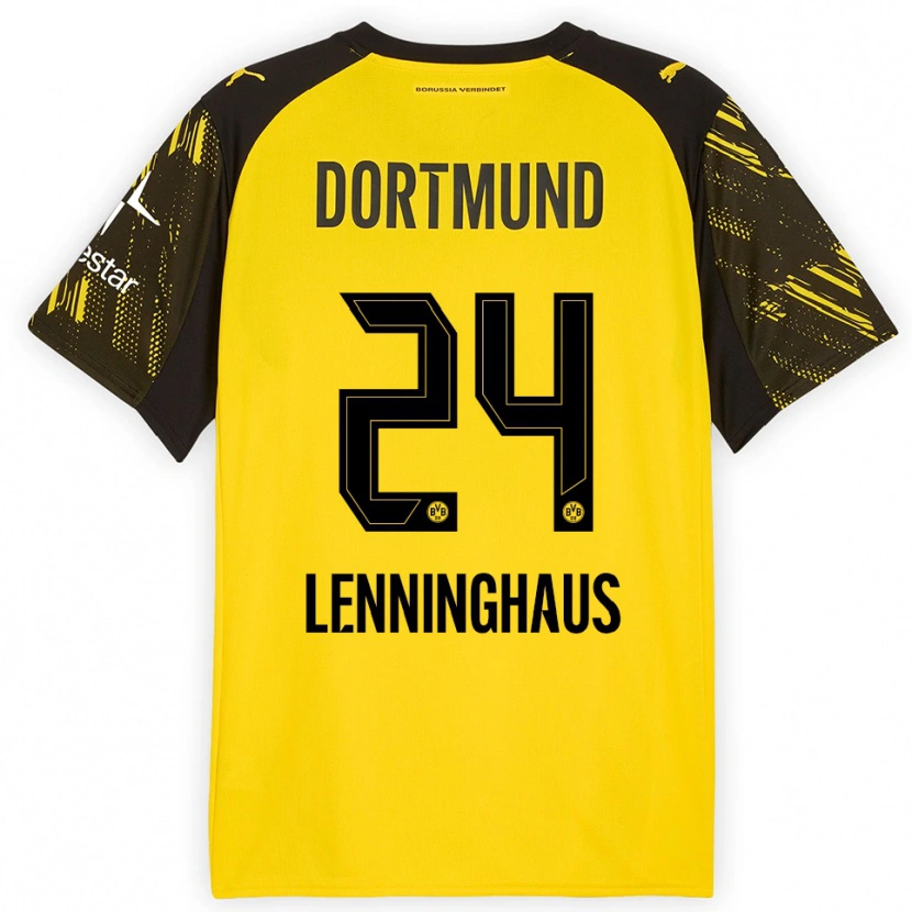 Danxen Dames Mika Lenninghaus #24 Geel Zwart Thuisshirt Thuistenue 2025/26 T-Shirt