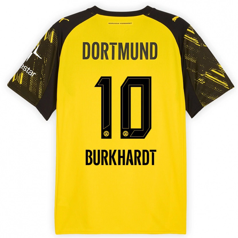 Danxen Dames Till Burkhardt #10 Geel Zwart Thuisshirt Thuistenue 2025/26 T-Shirt