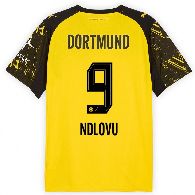 Danxen Dames Desmond Ndlovu #9 Geel Zwart Thuisshirt Thuistenue 2025/26 T-Shirt