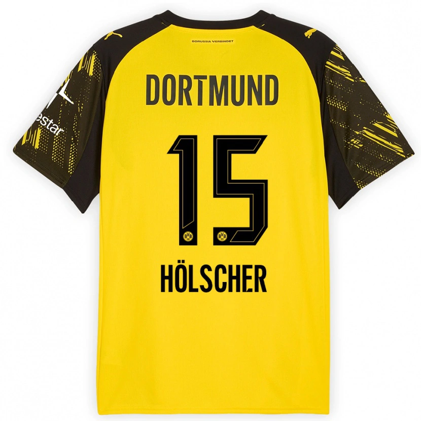 Danxen Dames Mats Hölscher #15 Geel Zwart Thuisshirt Thuistenue 2025/26 T-Shirt
