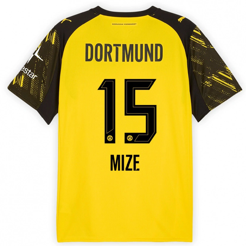 Danxen Dames Jack Mize #15 Geel Zwart Thuisshirt Thuistenue 2025/26 T-Shirt