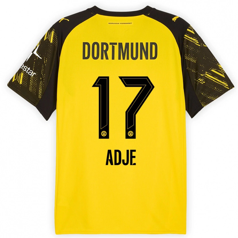 Danxen Dames Miguel Adje #17 Geel Zwart Thuisshirt Thuistenue 2025/26 T-Shirt