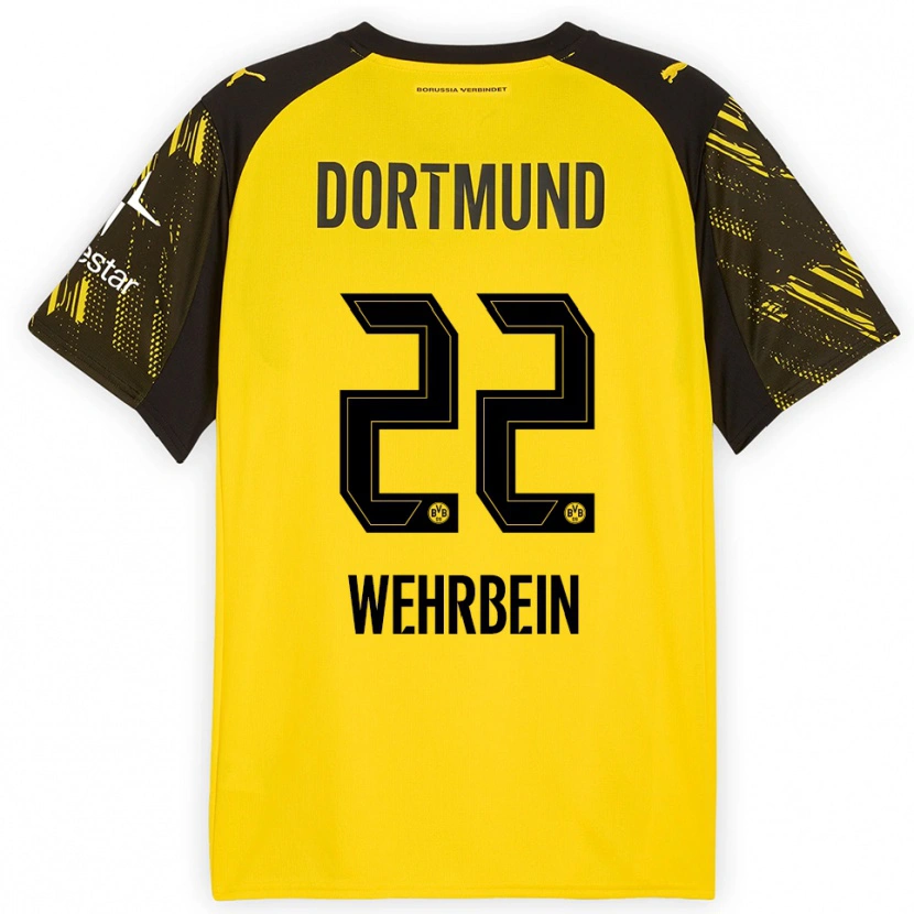Danxen Dames Jan-Mattis Wehrbein #22 Geel Zwart Thuisshirt Thuistenue 2025/26 T-Shirt