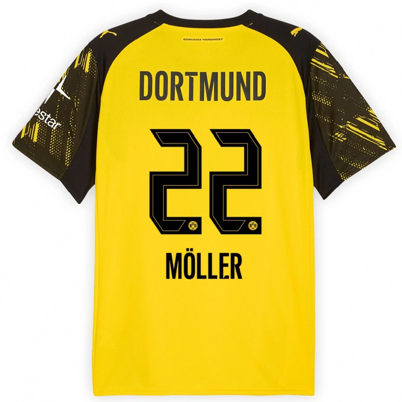 Danxen Dames Paul Möller #22 Geel Zwart Thuisshirt Thuistenue 2025/26 T-Shirt
