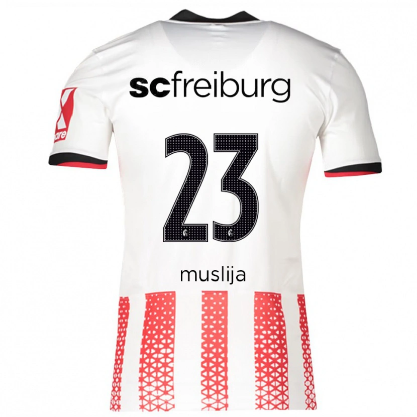Danxen Dames Florent Muslija #23 Wit Rood Thuisshirt Thuistenue 2025/26 T-Shirt